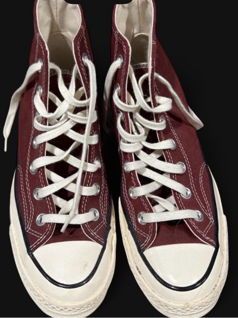 Converse High-Top Sneakers in Burgundy and White
